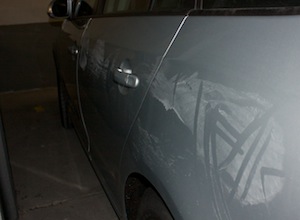 Our car after a night at Hôtel Bon-Port